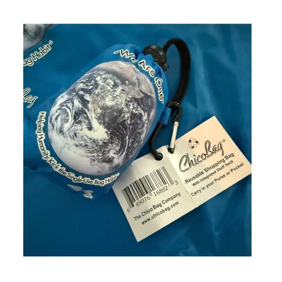 NWT TWO-SET ChicoBag Reusable Market Grocery Tote Bag in Blue - "WE ARE ONE" - Picture 3 of 11